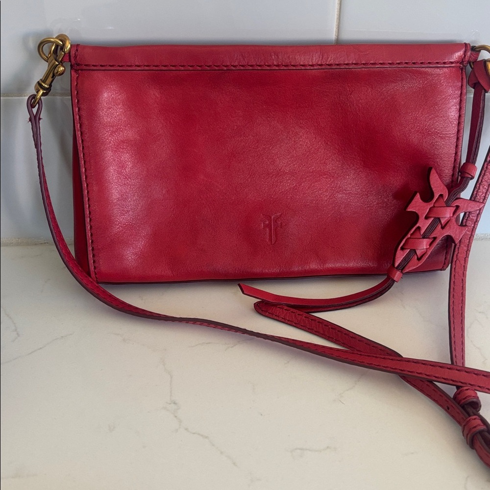 Frye Red Leather Crossbody or clutch